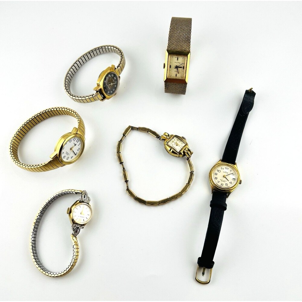 Lot 6 VTG Women's Watches Watch Untested Caravelle Lorus Timex Electric Helbros
